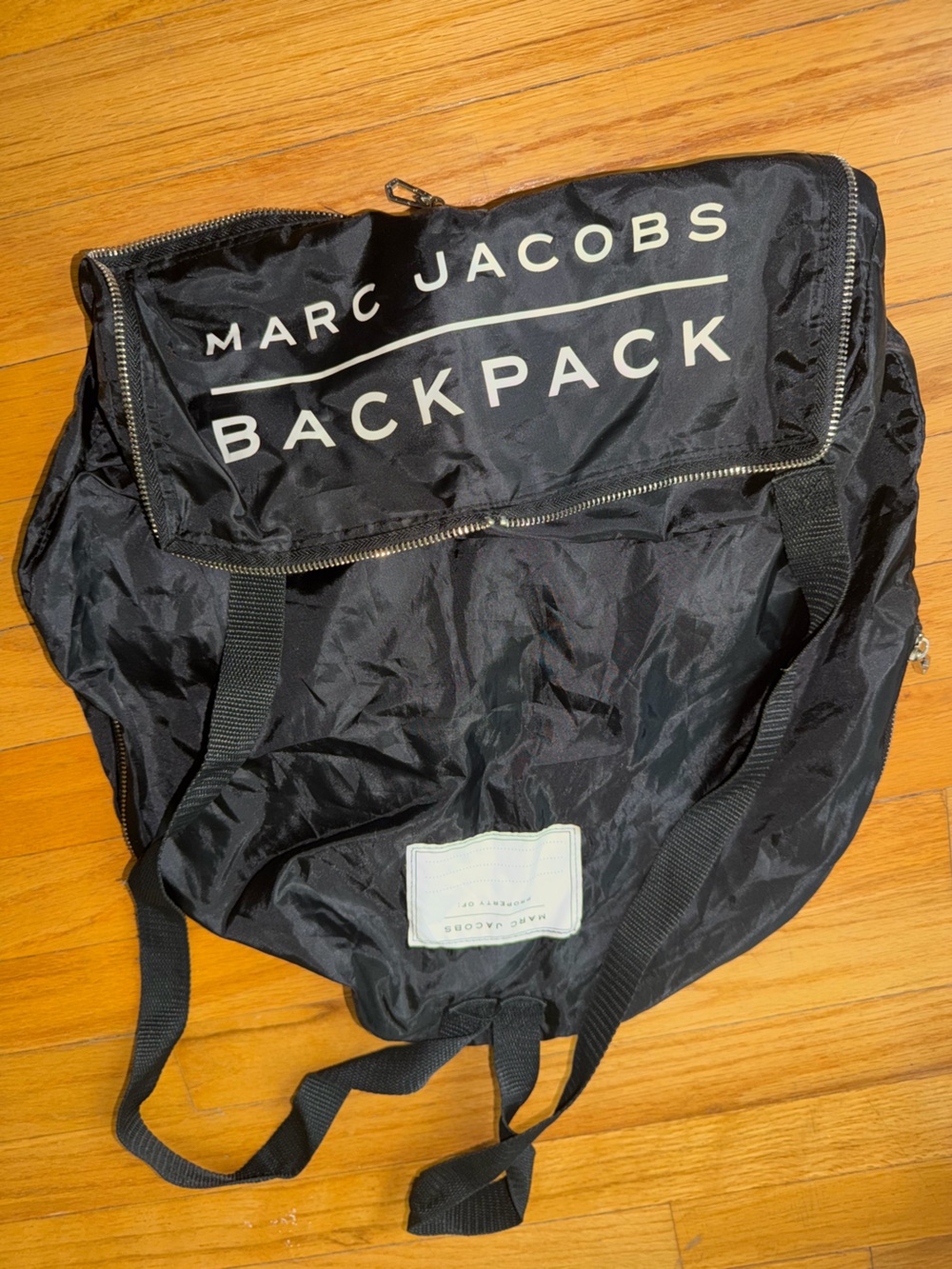 Marc Jacobs Black Nylon Backpack with White Logo